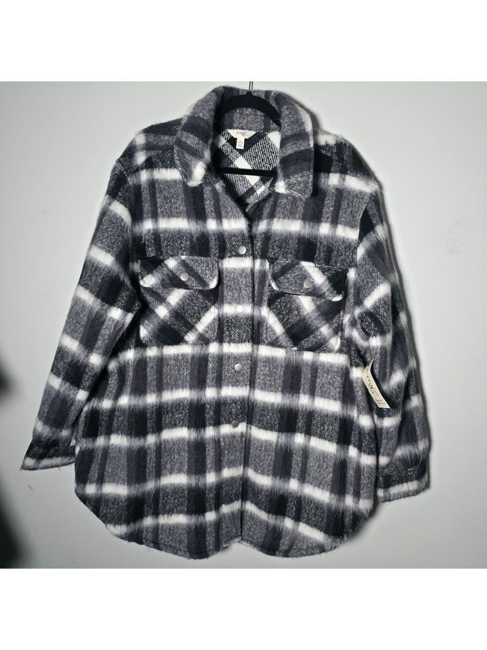 Terra & Sky Women's Plus Size Brushed Plaid Button Down Shacket, 1X